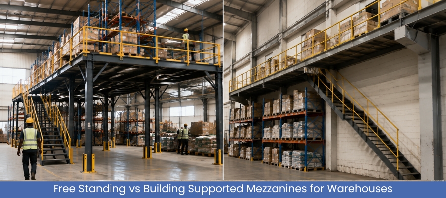 Free Standing vs Building Supported Mezzanines for Warehouses