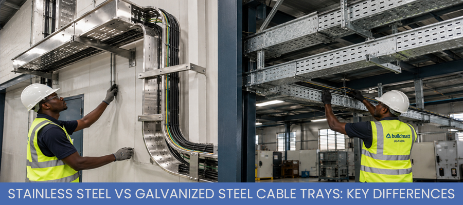 Stainless steel and galvanized steel cable tray installation in Uganda